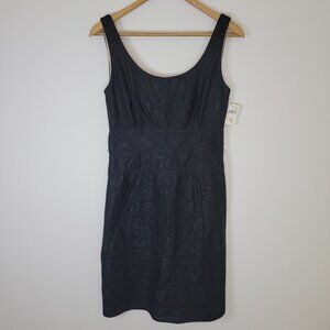 NWT Vtg Kay Unger Black Sleeveless Sheath Dress Size 2 Animal Print Lace Overlay